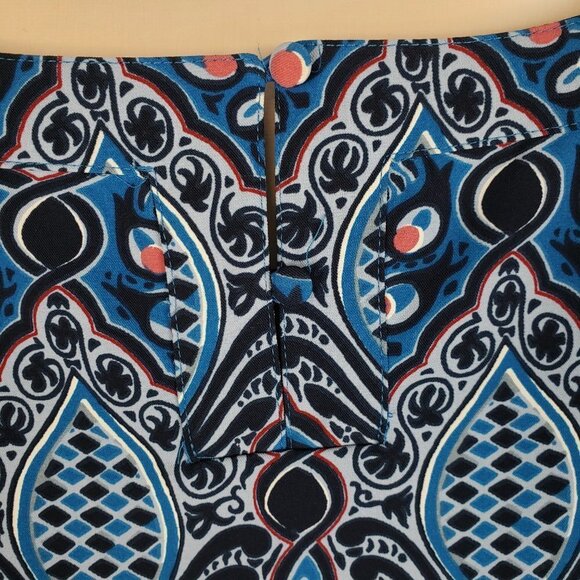 Loft Long Sleeve Shift Dress Blue Mod Retro Tile Print Size XSP XSmall Petite - Picture 6 of 9